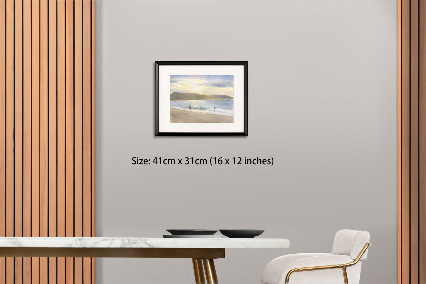 A Family by the Sunset Beach (Watercolor - Original)