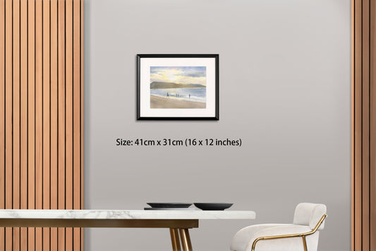 A Family by the Sunset Beach (Watercolor - Original)