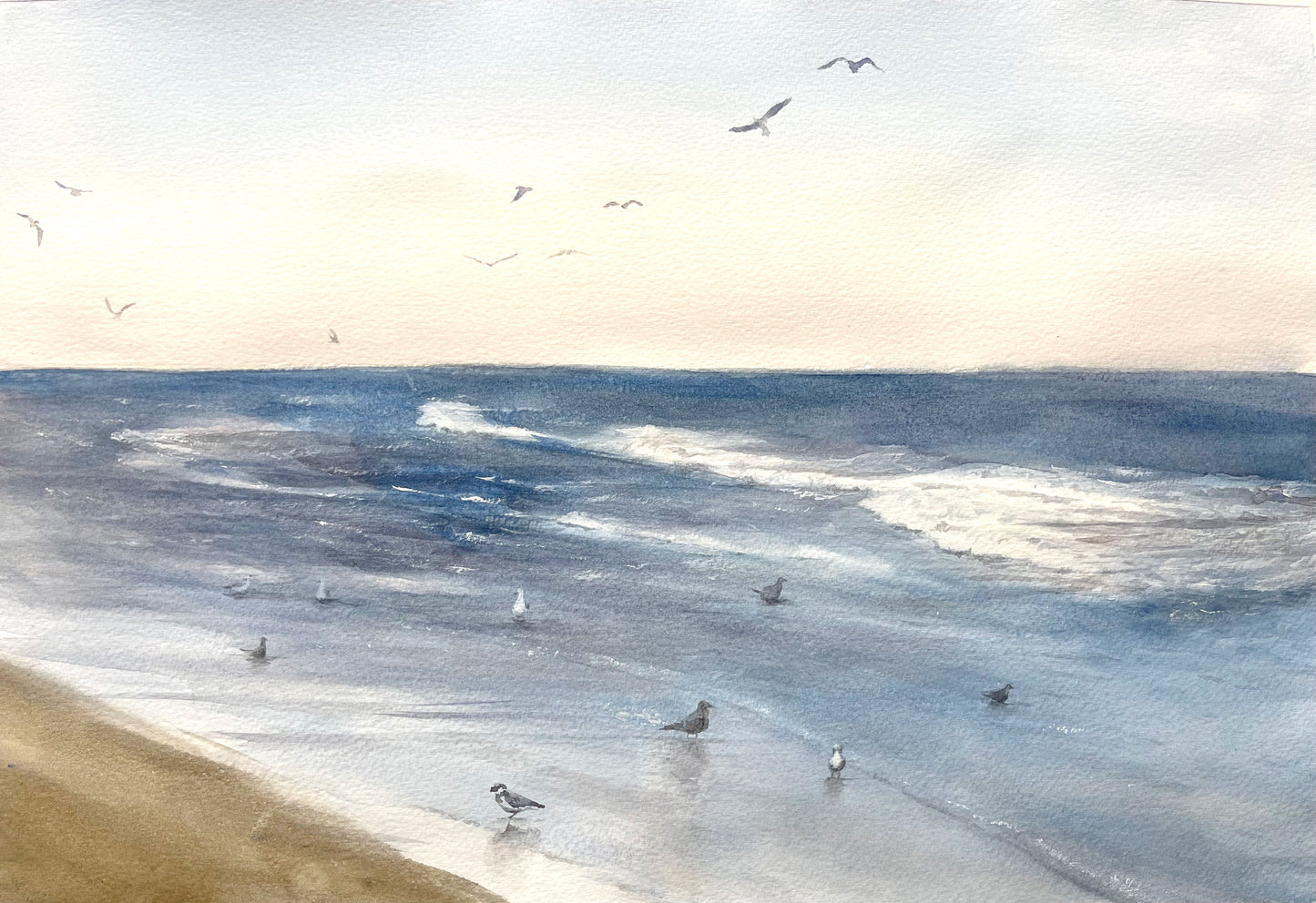 Seagulls by the Shore (Watercolor - Original)