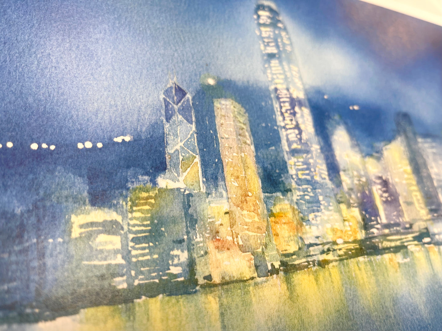 Hong Kong Night Glow (Watercolour - Print)