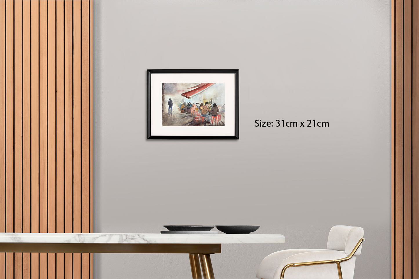 Hong Kong Night Market Warmth (Watercolor - Original)