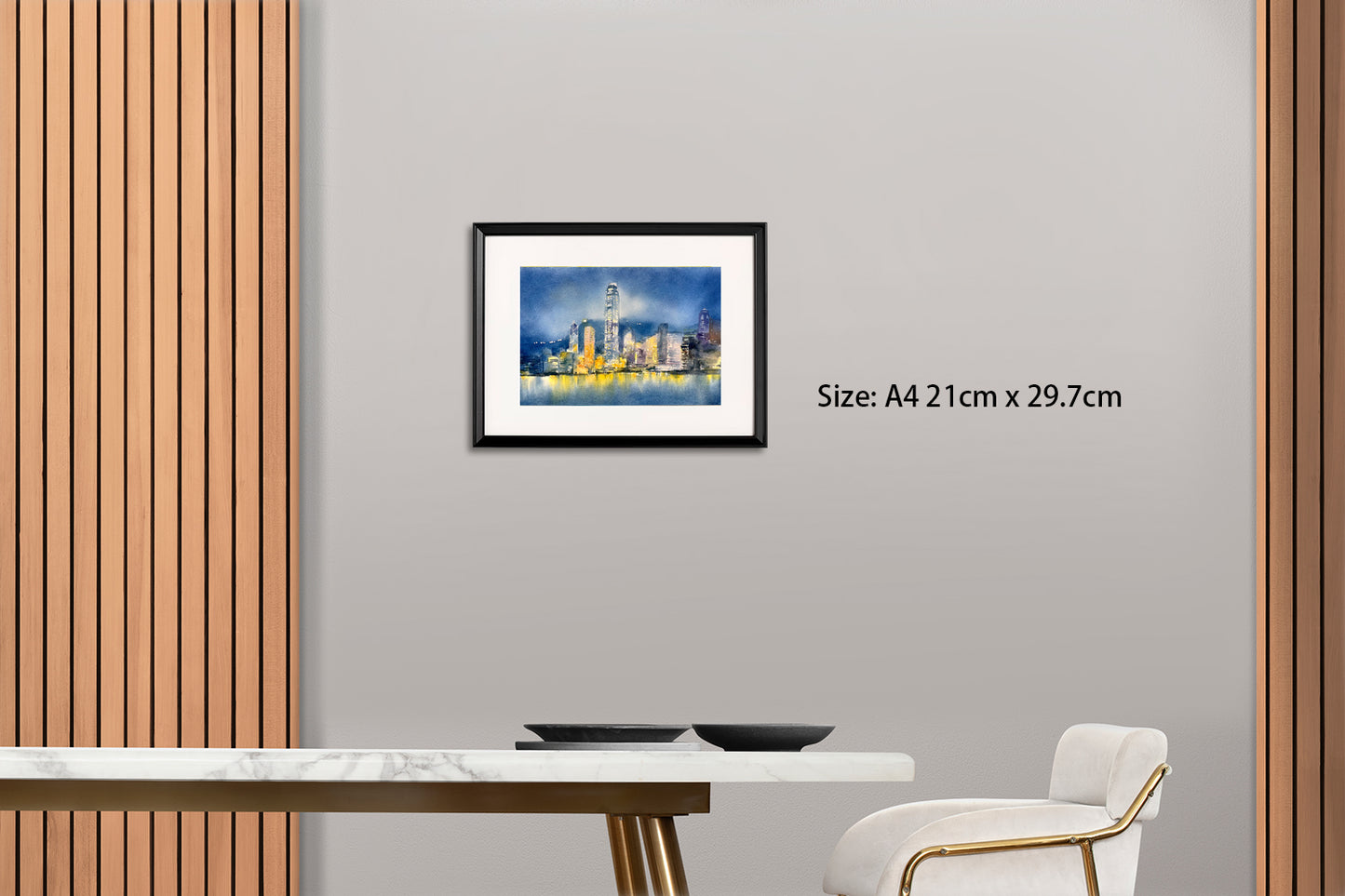 Hong Kong Night Glow (Watercolour - Print)