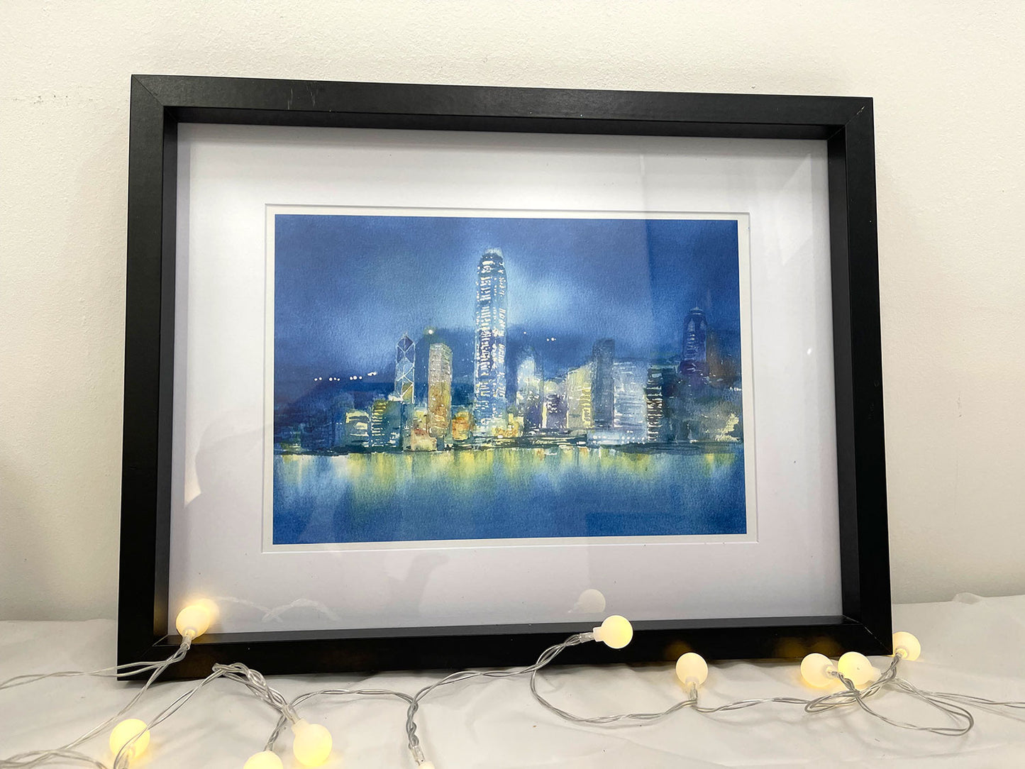 Hong Kong Night Glow (Watercolour - Print)