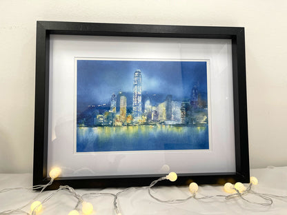 Hong Kong Night Glow (Watercolour - Print)